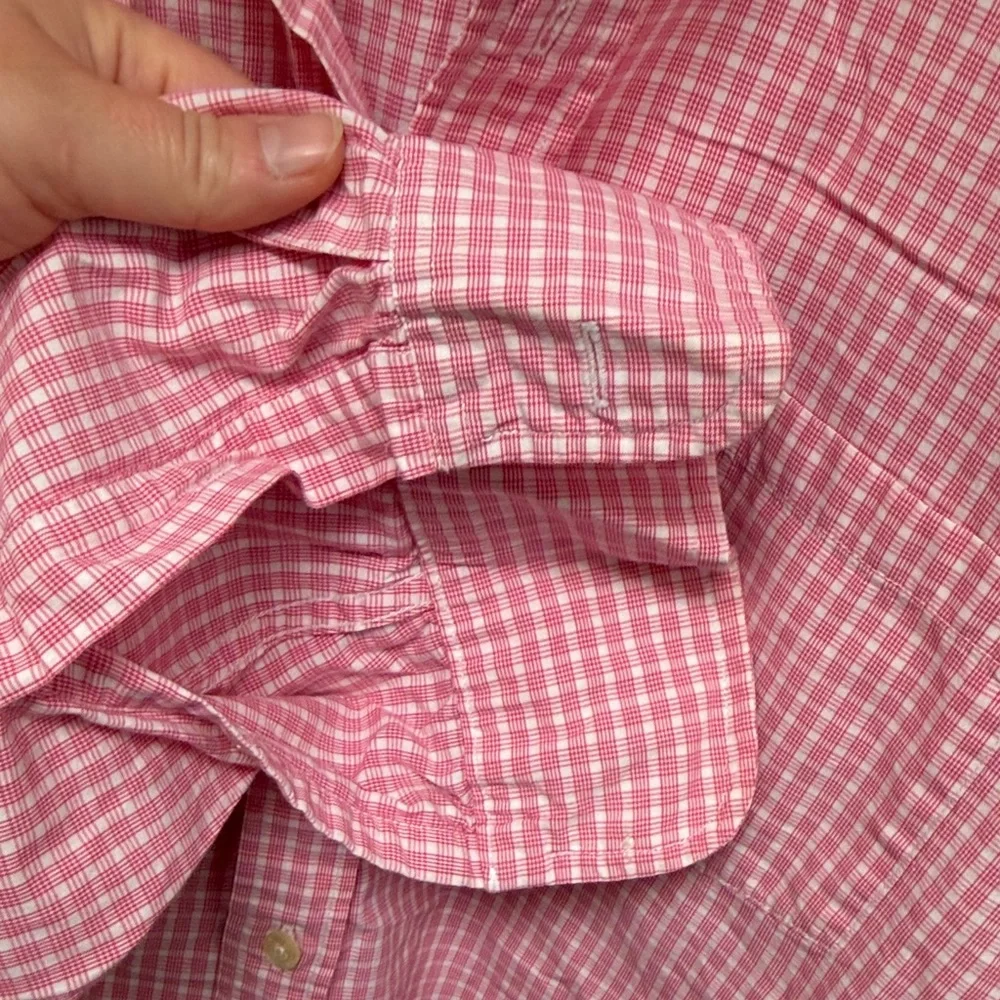 J Crew Men's Pink Checkered Shirt Gingham Size XL Preppy Office Teacher Academia